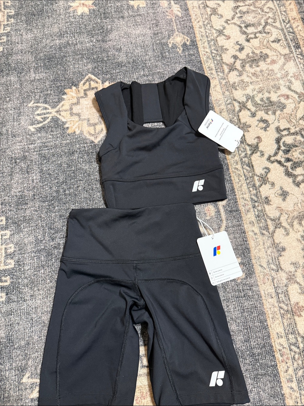 Women's Black Athletic Bike Shorts with Matching Crop Top - Performance Set
